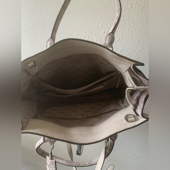 Michael Kors Cream and Brown Satchel Structured Design Purse Handbag Leather - Picture 5 of 7